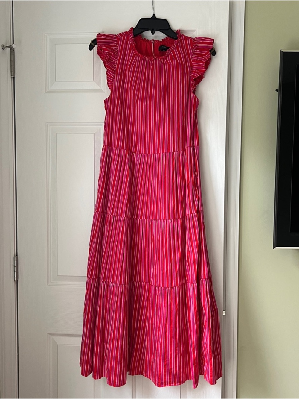 J. Crew Red Pink Striped Dress